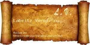 Labritz Versény névjegykártya